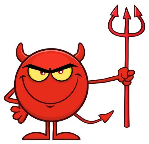 Red Devil Cartoon Emoji Character Holding A Pitchfork Stock Illustration