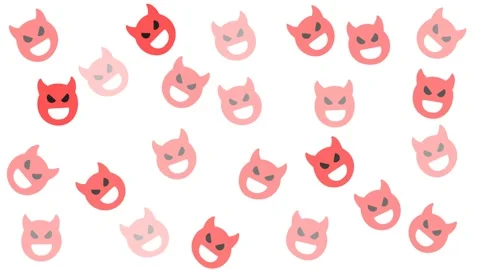 Red devil emoji pattern on white background for 2025 designs Vidéo 344875296