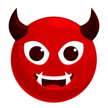 Red devil emoji showing its teeth and looking mischievous Illustrazione stock