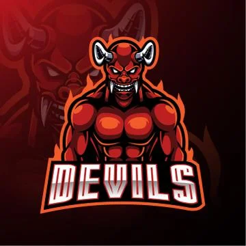 Red devil esport mascot logo design Stock Illustration