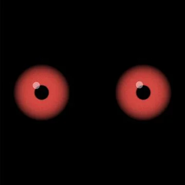 Red Devil Eyes Isolated on Black Background Illustrazione stock