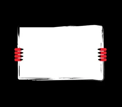 Red devil hand holding white sheet. Satan holds and signboard Stock Illustration