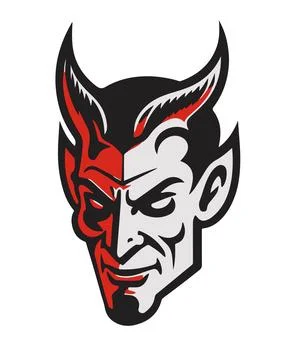 Red Devil head logo icon sign symbol design vector illustration Stock Illustration