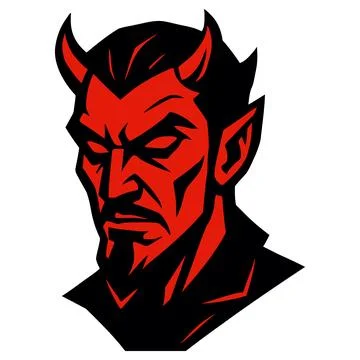 Red Devil Head Vector Illustration Graphic Design Stock Illustration