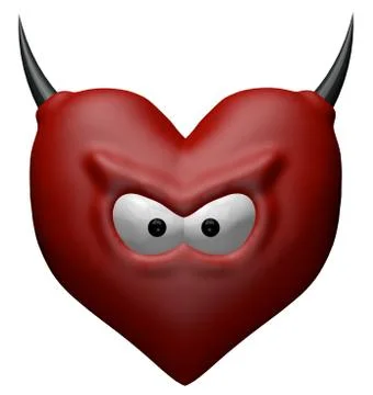 Red devil heart - 3d cartoon illustration Stock Illustration