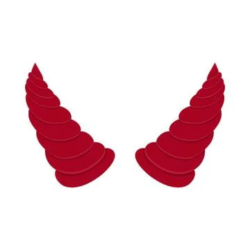 Red devil horn isolated on white background. Cartoon style. Vector illustration. Stock Illustration