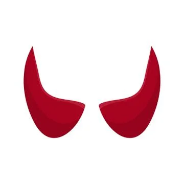Red devil horn isolated on white background. Cartoon style. Vector illustration. Stock Illustration