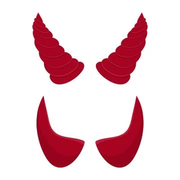 Red devil horns isolated on white background. Cartoon style. Vector illustration 스톡 일러스트