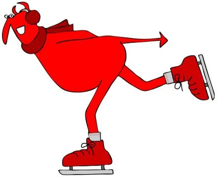 Red devil ice skating Illustrazione stock