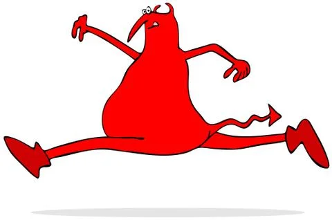 Red devil leaping Stock Illustration