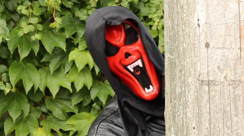 Red devil mask Stock Footage 32301521