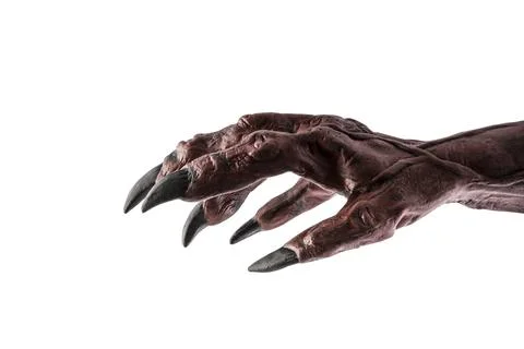 Red devil monster hand isolated on white background with clipping path Stock Photos