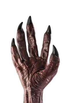 Red devil monster hand isolated on white background with clipping path Stock Photos