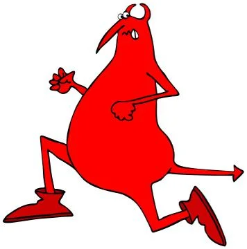 Red devil running Stock Illustration