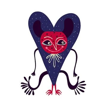 A red devil in a strange Halloween character costume. Cute bizarre comic Stock-Illustration