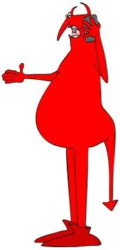 Red devil talking on a cell phone Stock Illustration