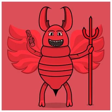 Red Devil Termite and Red Color Background. Stock Illustration