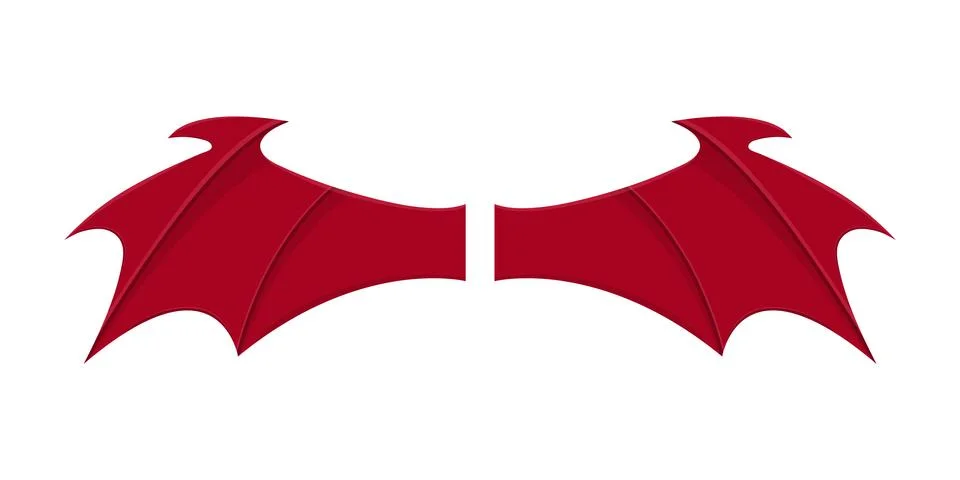 Red devil wings isolated on white background. Cartoon style. Vector illustration Stock Illustration