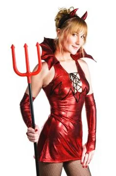 Red devil woman 스톡 사진