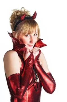 Red devil woman Stock Photos