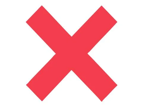 Red diagonal cross mark isolated on white background, graphic illustration. C Stock Illustration