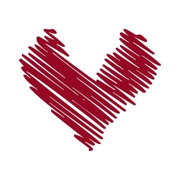 Red Diagonal Scribbled Heart Stock Illustration