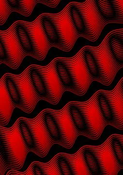 Red diagonal wavy lines on black background. Modern fantasy background in Stock Illustration