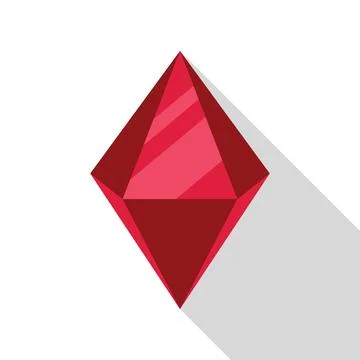 Red diamond casting long shadow on white background 스톡 일러스트