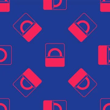 Red Diamond engagement ring in a box icon isolated seamless pattern on blue Stock Illustration