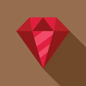 Red diamond gemstone shining with long shadow イラスト素材