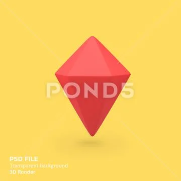 Red diamond Isolated 3D Render Icon Illustration Modello PSD