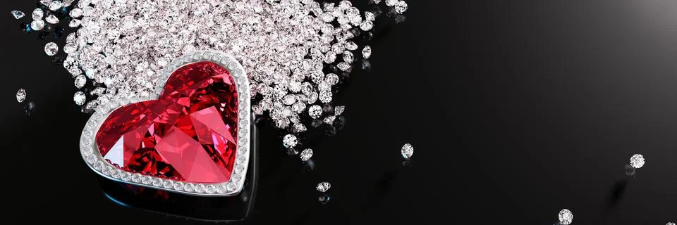 A red diamond or a large ruby in the shape of a heart, a symbol of love or .. Stock Photos