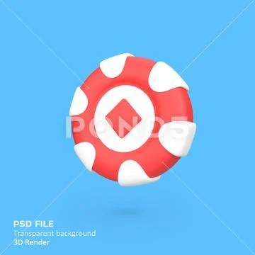 Red diamond poker chips isolated 3d render icon illustration PSD Template