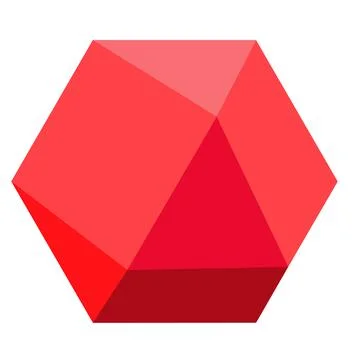 Red diamond polygon icon on white background. Diamond sign. flat style. Stock Illustration