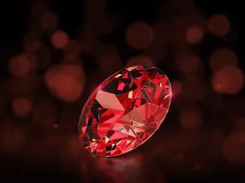 Red diamond on red abstract bokeh background. 3d render イラスト素材