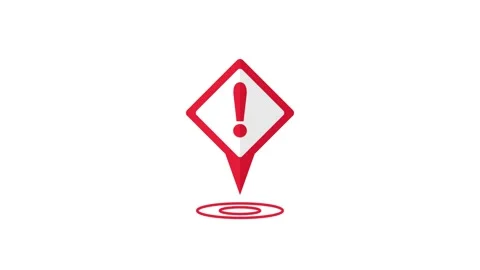 Red diamond shaped location warning map pin icon animation. Stock Footage 327554194