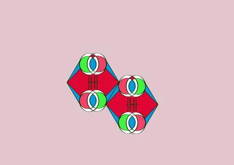Red diamond shapes with overlapping circular elements Stock Illustration