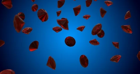 Red diamonds ruby falling slow motion Stock Footage 108472174