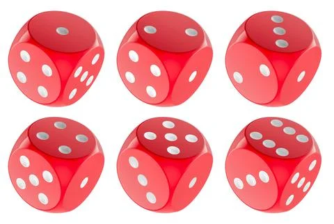 Red dice, 6 dice sides. 3D rendering Stock Illustration