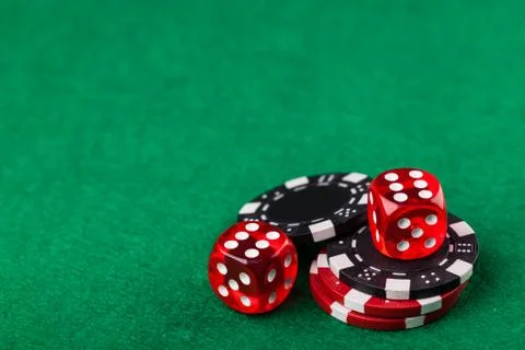 Red dice and chips Stock Photos