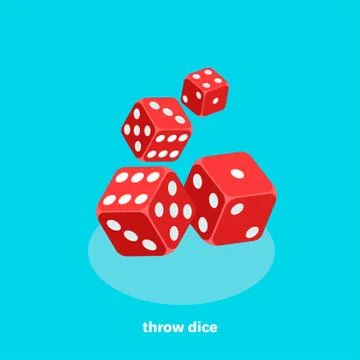 Red dice on a blue background, isometric image Stock Illustration