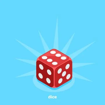 Red dice on a blue background, isometric image Stock Illustration