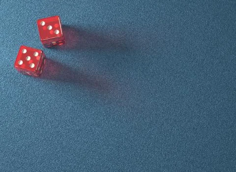 Red Dice Blue Table 스톡 일러스트