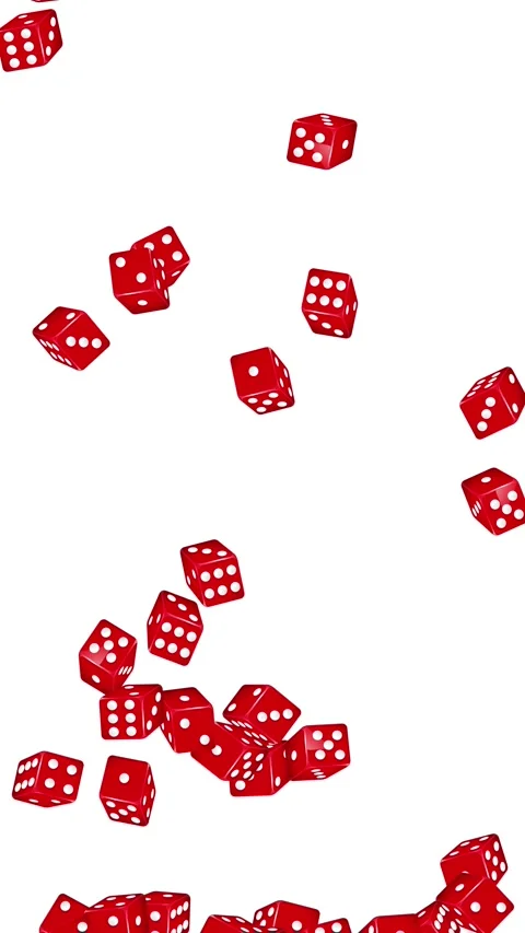 Red Dice Bouncing and Falling on a Clean White Background Stock Footage 339754319