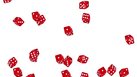 Red Dice Bouncing and Falling Against a Plain White Background Stock Footage 339755676