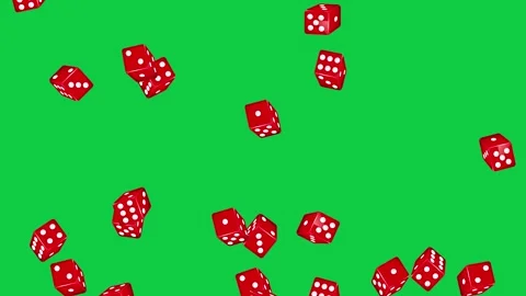 Red Dice Bouncing and Falling Against a Green Screen Background Stock Footage 341378451