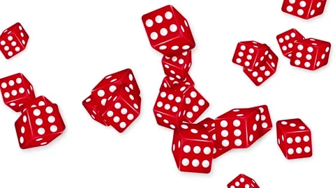 Red Dice Bursting and Falling Animation on White Background Stock Footage 344832578