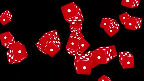 Red Dice Bursting and Falling Against a Solid Black Background Stock Footage 344848702