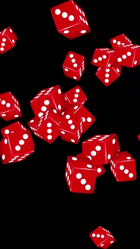Red Dice Bursting and Falling Against a Black Background Stock Footage 344931122