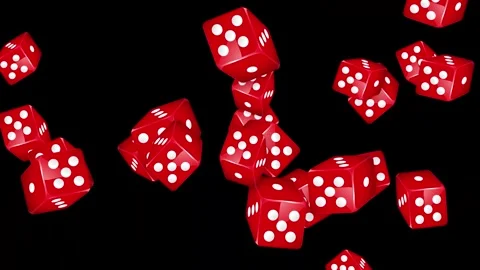 Red Dice Bursting and Floating Across a Solid Black Background Stock Footage 344848694